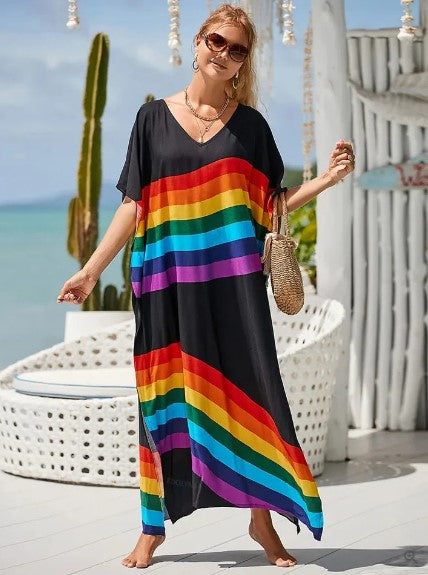 Naisten Pitkä Boho-mekko Graafinen Sateenkaari 100% Polyesteri