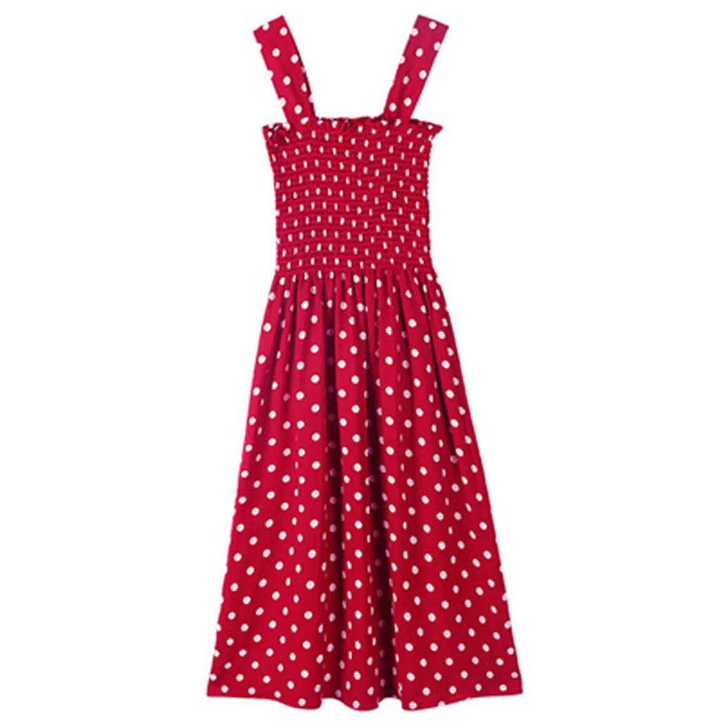 Naisten Polka Dot hihaton rento mekko