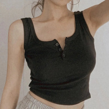 Naisten Ribbed Button-Down Tank Toppi