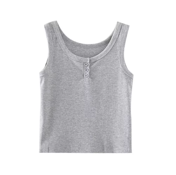Naisten Ribbed Button-Down Tank Toppi