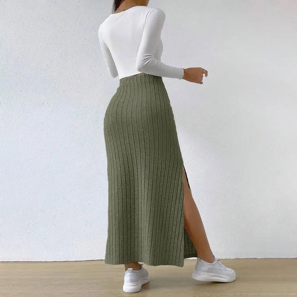 Naisten Ribbed Knit Maxi hame