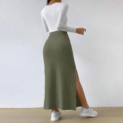 Naisten Ribbed Knit Maxi hame