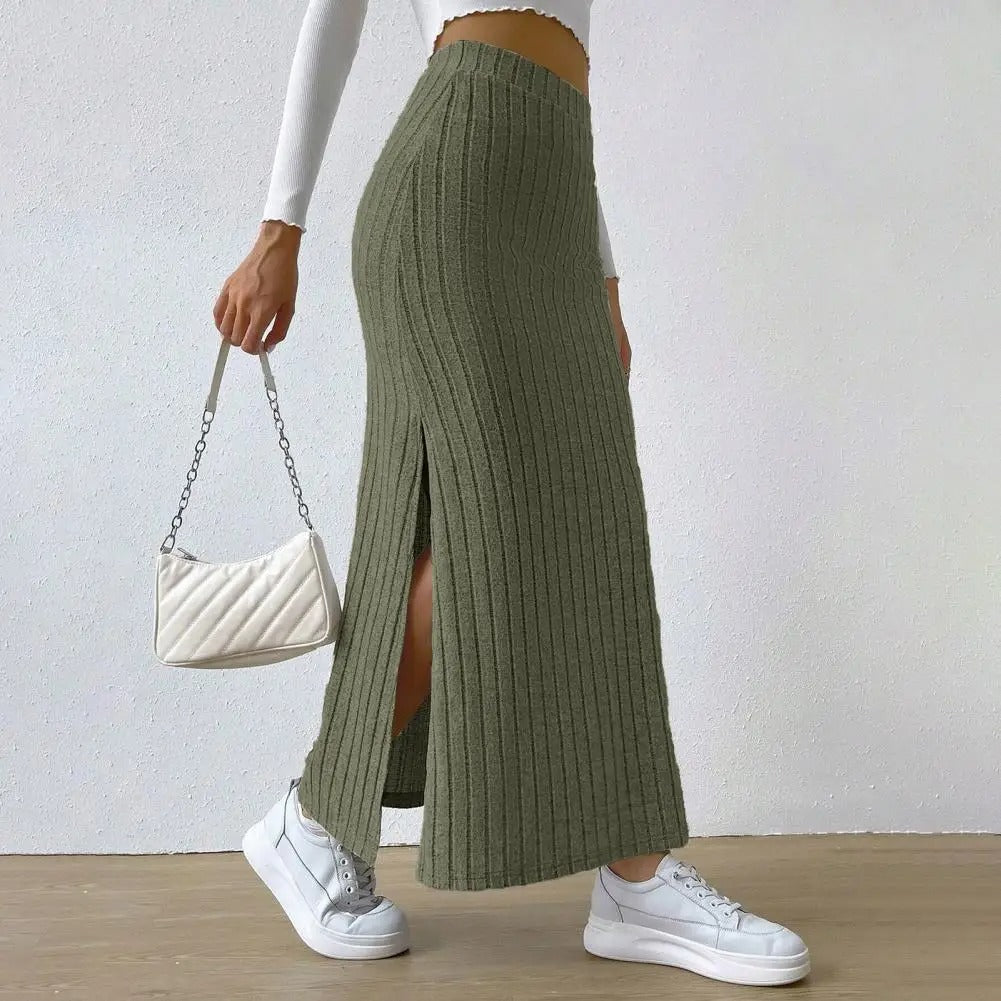 Naisten Ribbed Knit Maxi hame