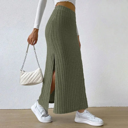 Naisten Ribbed Knit Maxi hame