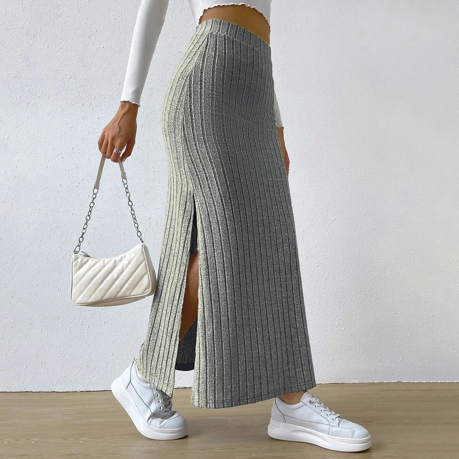 Naisten Ribbed Knit Maxi hame