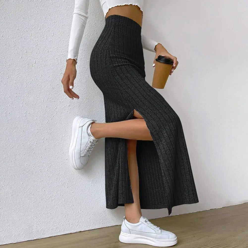 Naisten Ribbed Knit Maxi hame
