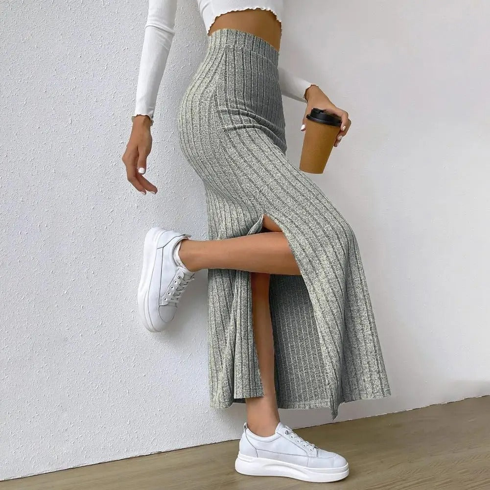 Naisten Ribbed Knit Maxi hame
