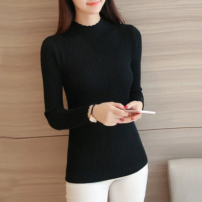 Naisten Ruffle Neck neulepusero
