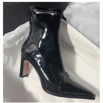 Naisten Saappaat Terävä Nenä Keinotekoista Nahkaa Elegantti Muotoilu