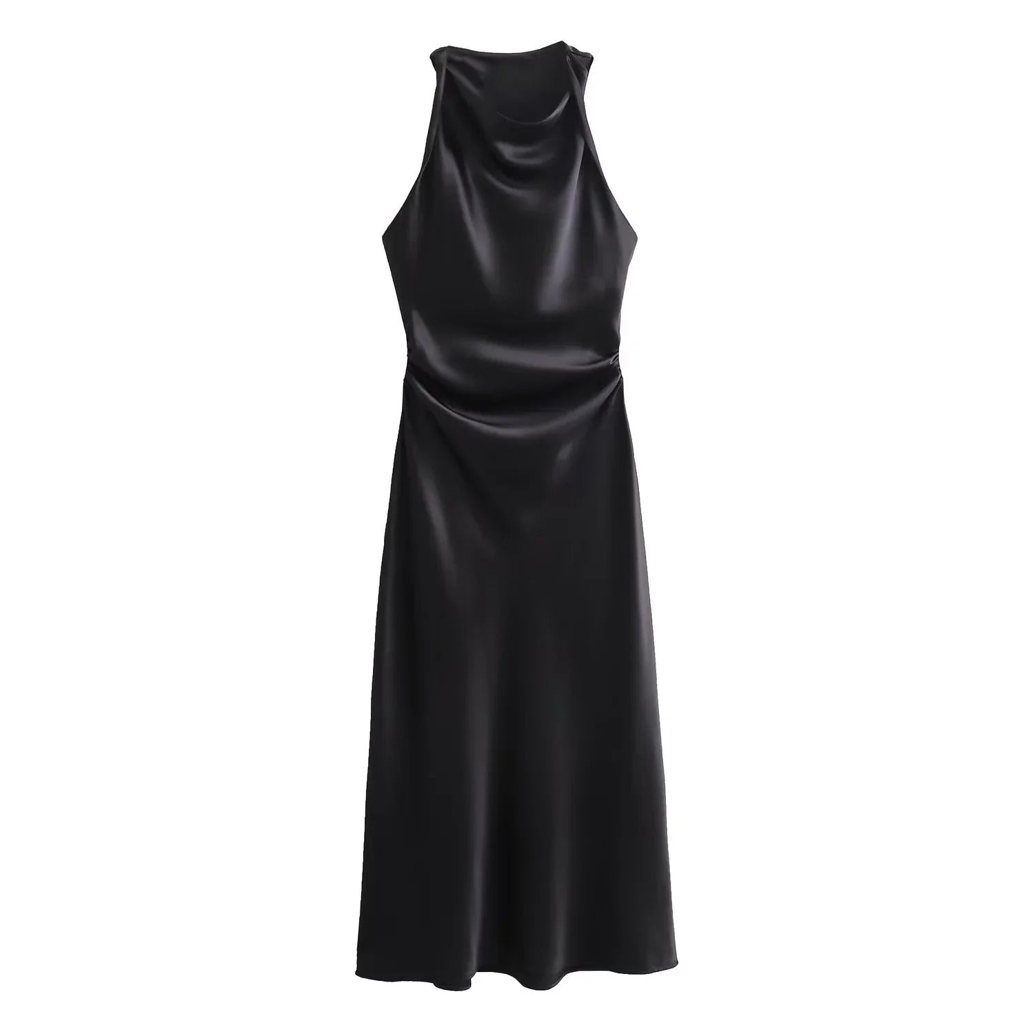 Naisten Satiini Slip Midi Mekko