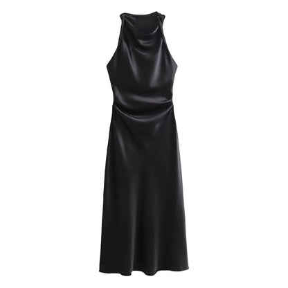 Naisten Satiini Slip Midi Mekko