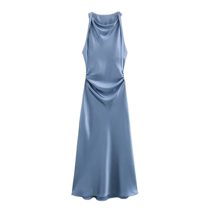 Naisten Satiini Slip Midi Mekko