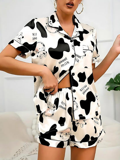 Naisten Satin Pijama Setti Tyylikäs Muotoilu
