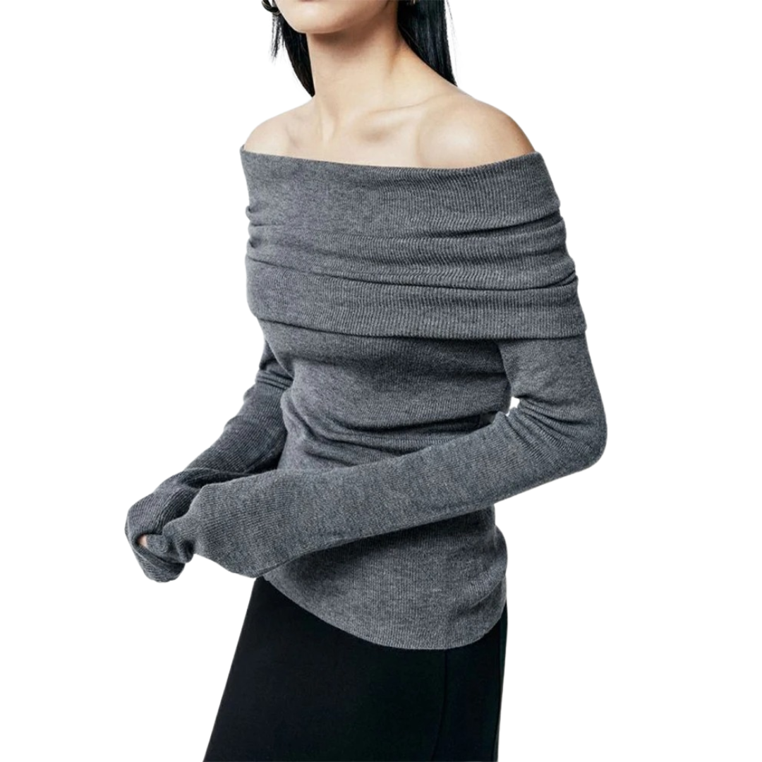 Naisten Slash Neck Neuletoppi