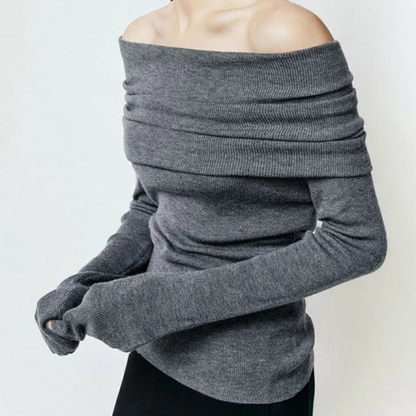 Naisten Slash Neck Neuletoppi