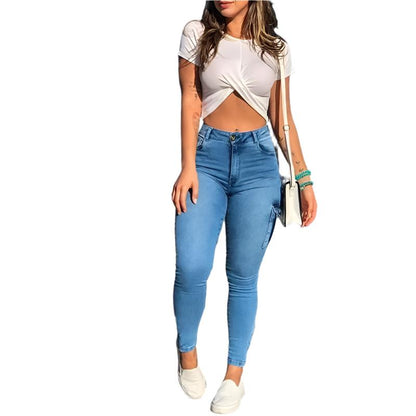 Naisten Slim-fit Cargo Denim-housut