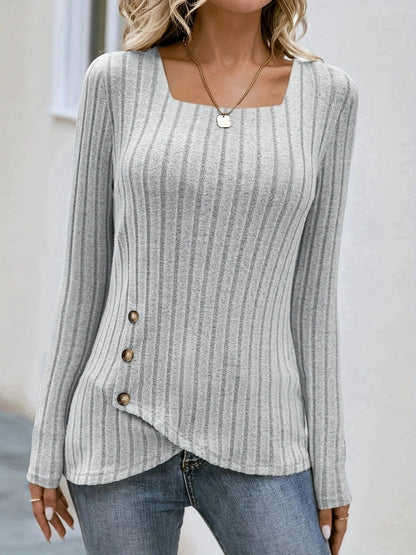 Naisten Square Neck Button Down Top