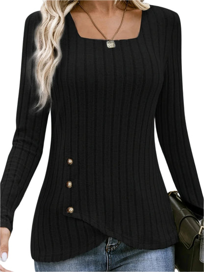 Naisten Square Neck Button Down Top