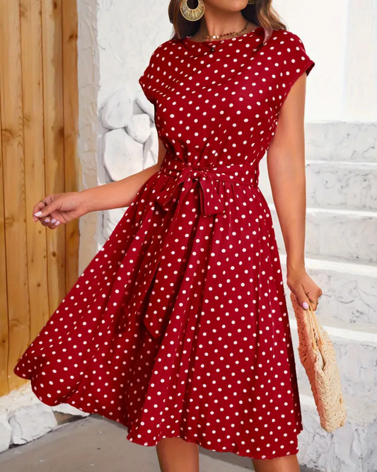 Naisten Vintage Juhlamekko Polka Dot Polyesteri