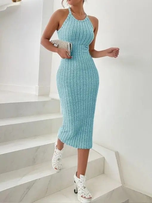Naisten halterneck-kaula-aukkoinen bodycon-midimekko