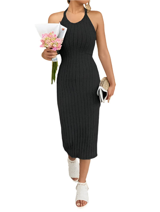 Naisten halterneck-kaula-aukkoinen bodycon-midimekko