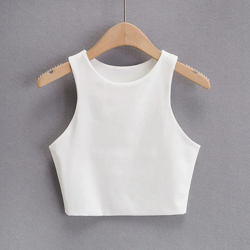 Naisten hihaton O-kauluksinen Slim Fit Tank Topi