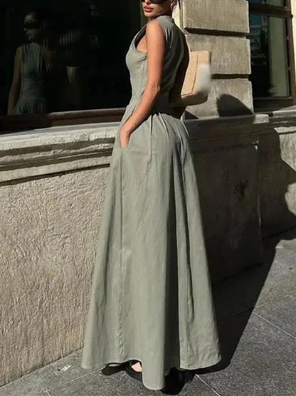 Naisten hihaton vetoketjullinen pliseerattu bodycon-midimekko