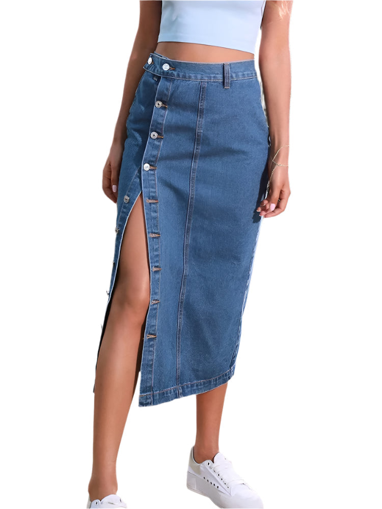 Naisten korkea vyötärö Denim Bodycon hame