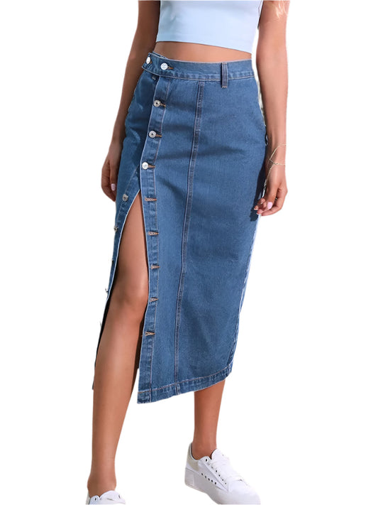 Naisten korkea vyötärö Denim Bodycon hame
