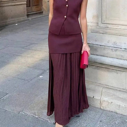 Naisten laskostettu Side-zip Midi-hame