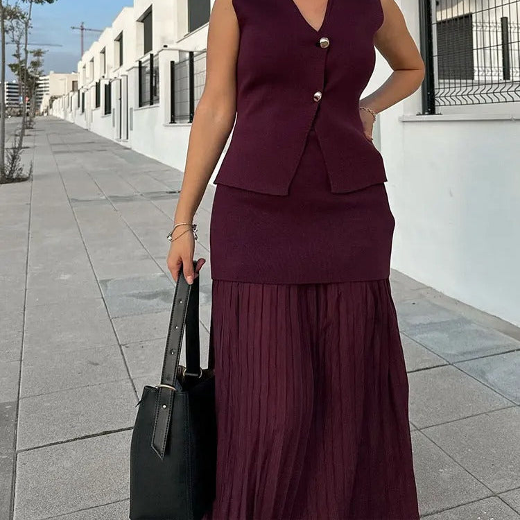 Naisten laskostettu Side-zip Midi-hame
