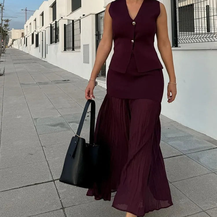 Naisten laskostettu Side-zip Midi-hame