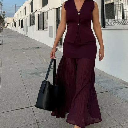 Naisten laskostettu Side-zip Midi-hame