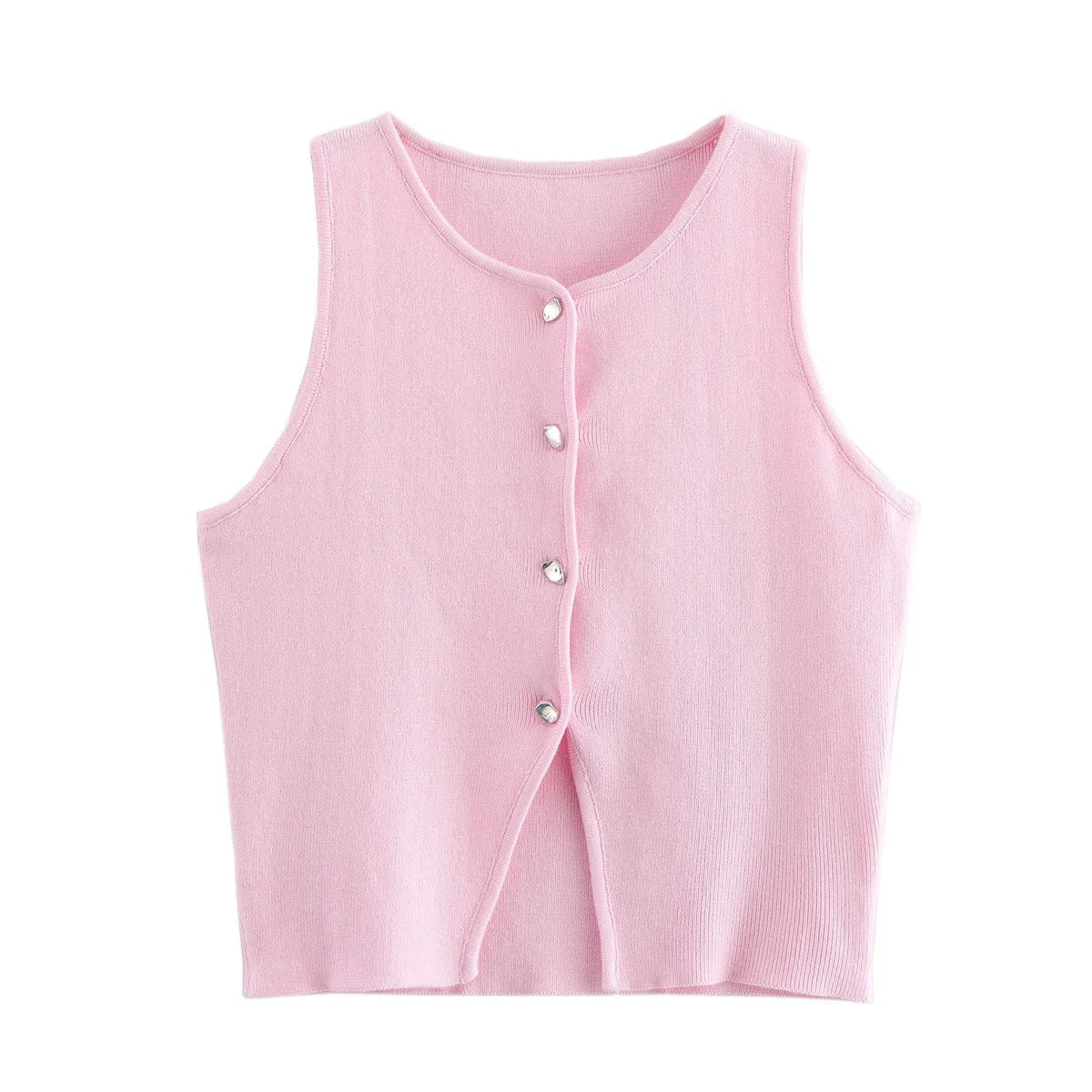 Naisten neulottu Button-Up Crop Tank Topi