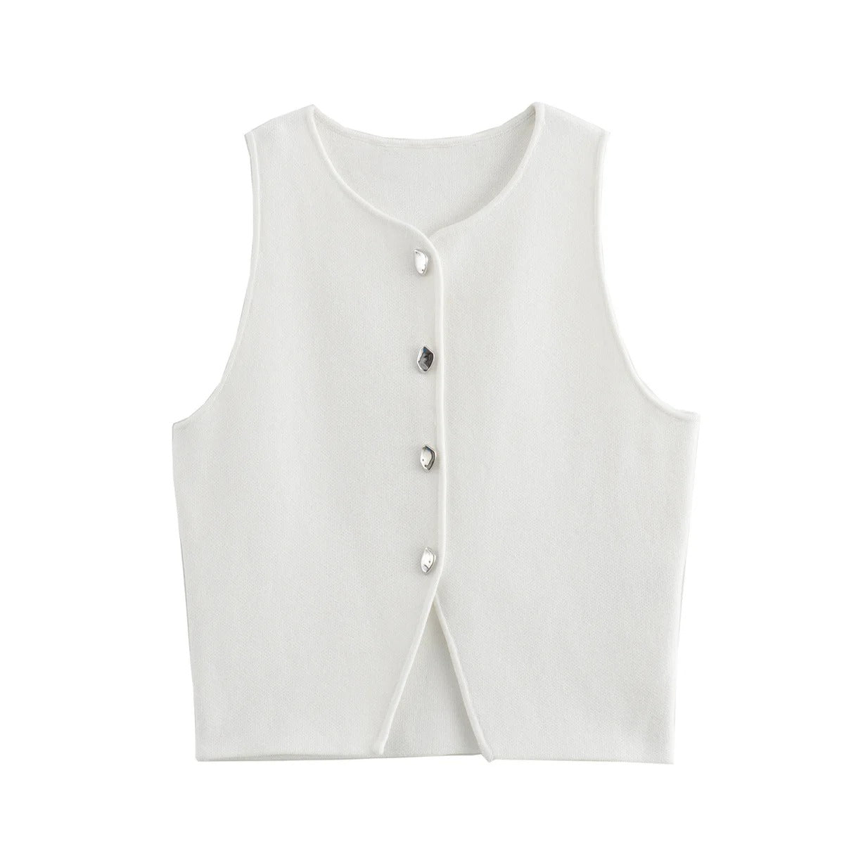 Naisten neulottu Button-Up Crop Tank Topi