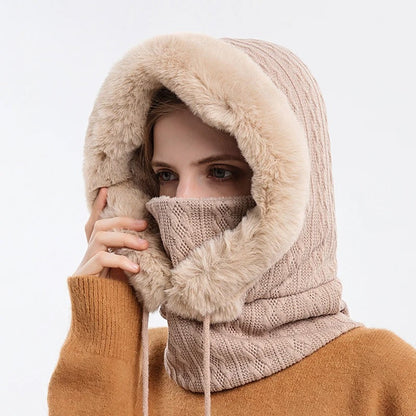 Naisten neulotut turkis Cap Mask Set