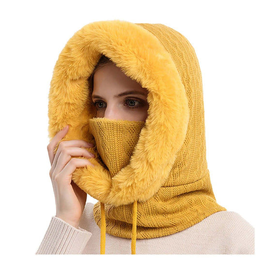 Naisten neulotut turkis Cap Mask Set