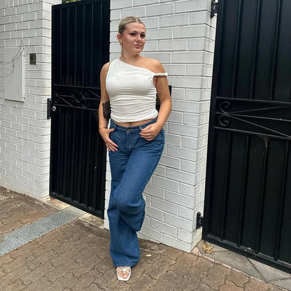 Naisten off-shoulder Crop tankkitoppi