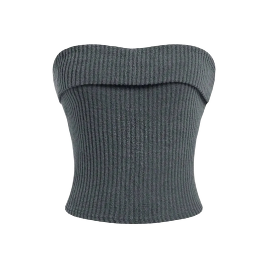 Naisten ribbattu olkaimeton slim fit -putkipaita