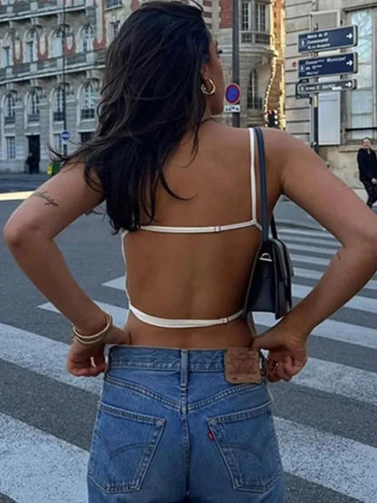 Naisten selkärangaton ohut olkain Crop Top