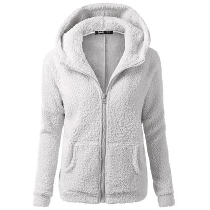 Naisten talven fleece hupullinen takki