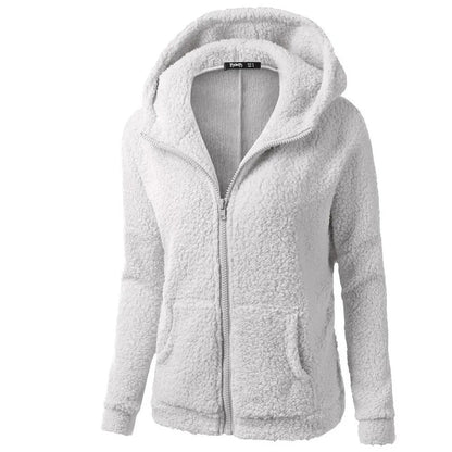 Naisten talven fleece hupullinen takki