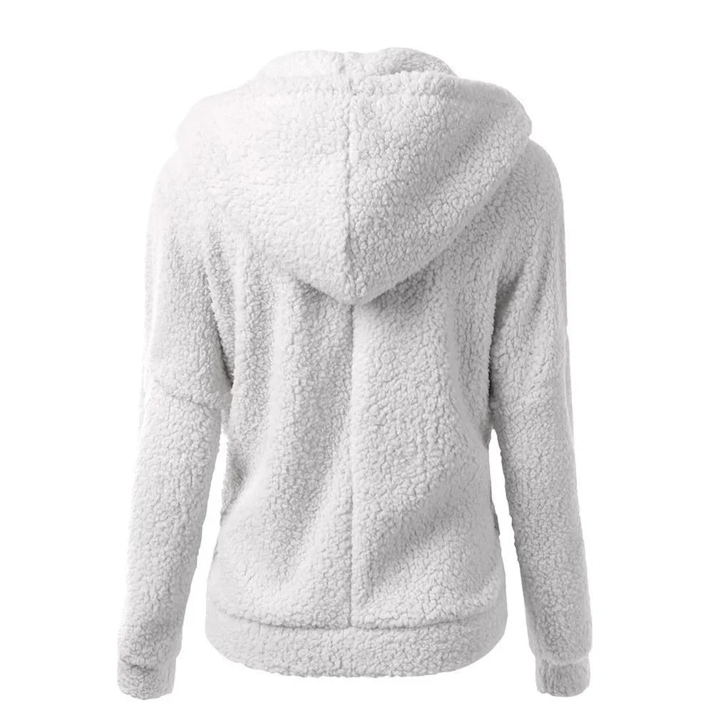 Naisten talven fleece hupullinen takki