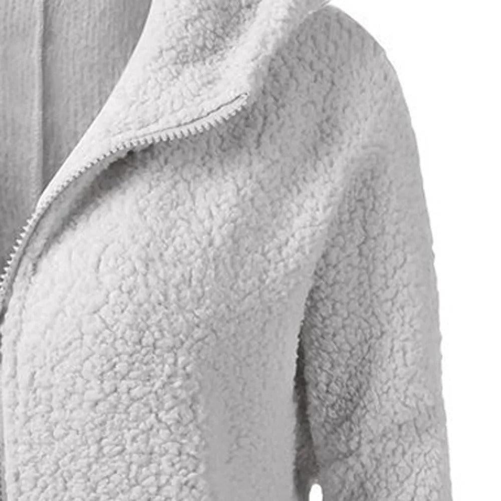 Naisten talven fleece hupullinen takki