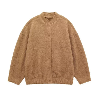 Naisten tweed ylimitoitettu bomber-takki