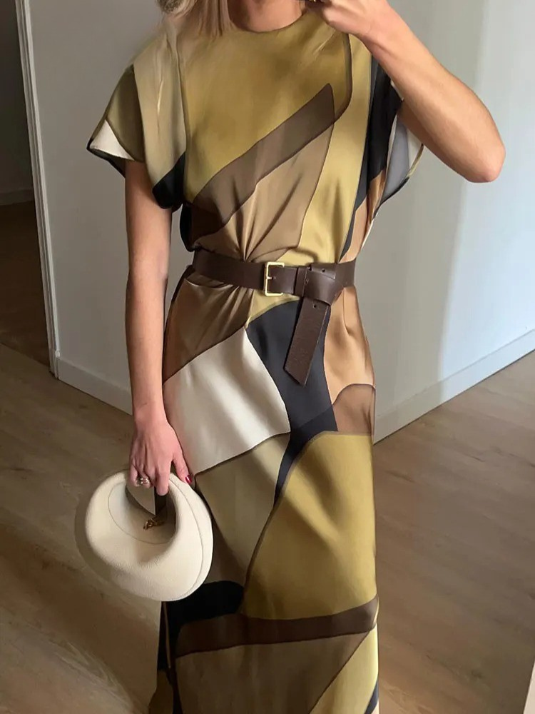 Naisten vintage-printti ontto mekko