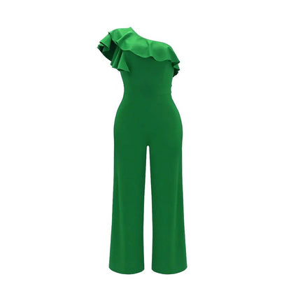Naisten yksi olkapää röyhelöt Jumpsuit