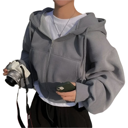 Naisten ylimitoitettu Crop Top huppari