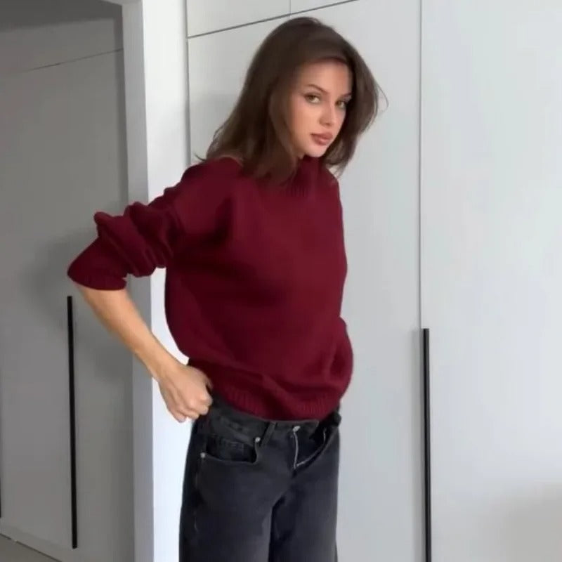Rento neulottu kauluspusero