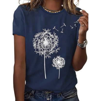 Voikukka Print Crew Neck T-paita